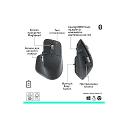 Мишка Logitech MX Master 3S Performance Bluetooth Graphite (910-007501) - мініатюра 6