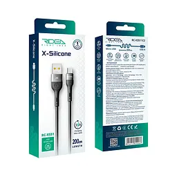 Кабель для зарядки USB Ridea RC-XS51 X-Silicone USB-MicroUSB 60W 20V/3A 2 м Черный - миниатюра 2
