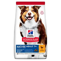 Сухий корм для зрілих собак середніх порід Hill’s Science Plan Mature Adult 7+ Medium Breed, від 7 років, з куркою, 14 кг (604378)