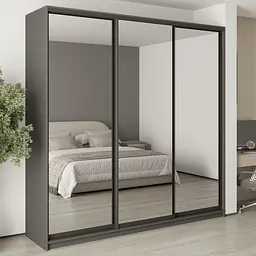 Шафа-купе тридверна MebelStar Уні BG 3 Дзеркала 240x45x240 см Антрацит (MBS-7832)