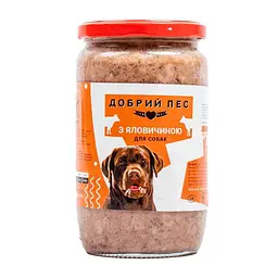 Блок консервованого корму для собак з яловичиною Добрий Пес 660 г