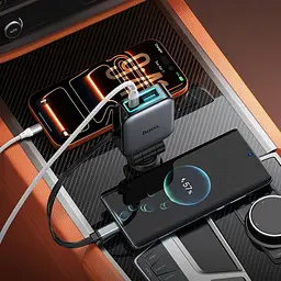 АЗП Hoco Z67 Triunfar PD60W(1C1A)+Type-C car charger with telescopic cable Black - мініатюра 3