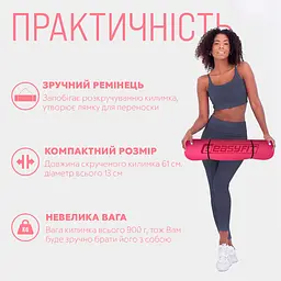 Килимок для йоги та фітнесу EasyFit TPE+TC 6мм двошаровий рожевий-св. рожевий - мініатюра 2