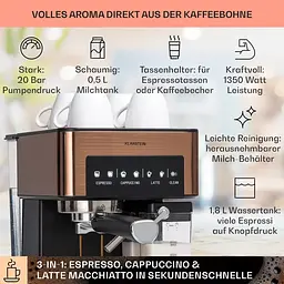 Кавоварка Klarstein Arabica Comfort 1350 W 20 бар (10041524) Бронза - мініатюра 6