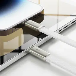 Дата кабель USB 2.0 AM to Lightning 1.2m 30W nylon white Acefast (6974316286240) - мініатюра 7