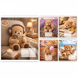 Зошит шкільний 1Вересня Bear stories А5 18 аркушів клітинка 25 шт. (768972)