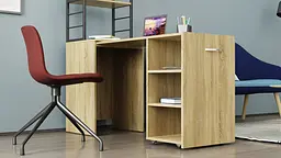 Стіл-тумба трансформер Смарт 4/2 з етажеркою Ferrum-decor 1430x1450x600 Чорний метал ДСП Дуб Сонома 16 мм (FRD-105133) - мініатюра 7