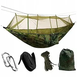 Туристичний підвісний гамак з москітною сіткою 270×150см UKC Hammock Net камуфляж - мініатюра 1