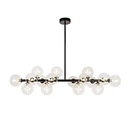 Люстра Levistella 7841020-16 BK+CL, 16 плафонов, чорний метал, прозоре скло, сучасний стиль для дому - мініатюра 2