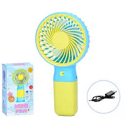 Портативний ручний вентилятор Bambi MK 5609Yellow з підставкою, 15,5 см, USB - мініатюра 2