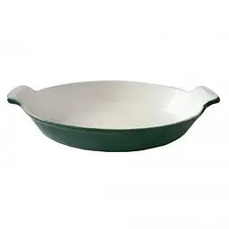 Форма чавунна Mazhura Cast Iron, овальна, з ручками, 29х21 см, зелений (mzXG29G)