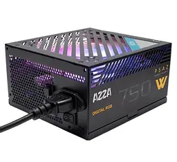 Блок живлення 750 Вт, Azza, чорний, 80+ Bronze, 12 см, ARGB підсвічування, 2xMolex/5xSATA/4x6+2-pin/1x20+4-pin/2x4+4-pin,
