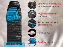 Спальник Naturehike CW400 L (NH18C400-D) з натуральним пухом жовто-сірий - мініатюра 10