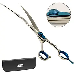 Вигнуті ножиці для стрижки собак великих порід Davis Extreme Edge BLUE Curved 10" (S.EB10C)