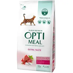 Сухий корм для дорослих котів Optimeal Adult Cat High in Veal із телятиною 1.5 кг