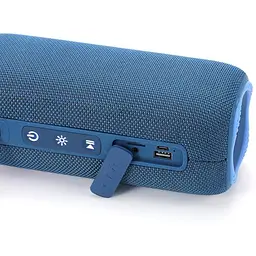 Портативна акумуляторна колонка 16W Bluetooth BT/USB/TF/FM з ремінцем та світломузикою 18см TG 654 синя - мініатюра 3