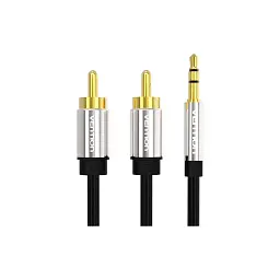 Кабель мультимедійний 3.5mm M to 2xRCA M 1.0m black Vention (BCFBF)
