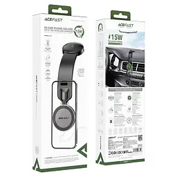 Автотримач для телефона з БЗП Acefast D37 magnetic wireless charging car holder for dashboard чорний - мініатюра 2