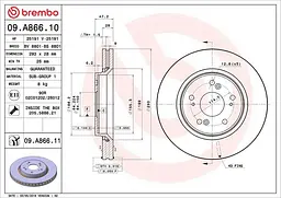 Диск тормозной вентилируемый Honda CR-V III-IV 06-25г Brembo ( 09.A866.10 )