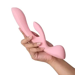 Двосторонній вібратор-кролик Satisfyer Triple Oh Pink, 3 мотори, руків’я-масажер - мініатюра 6