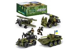 Конструктор IBLOCK, PL-921-425, Армія, 83-140дет., 4види, р-р уп-ки 22 x ​​4,5 x 14см, р-р дисп.бокс. 44,2 x 19,5 x 14,5см