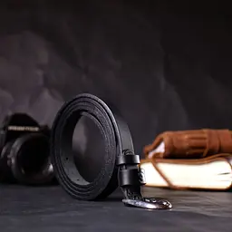 Вузький жіночий ремінь із натуральної шкіри Grande Pelle 11672 чорний 110 см - мініатюра 7