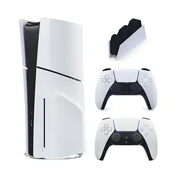 Консоль Sony PlayStation 5 Slim Blu-ray 1TB + 2 Геймпада бездротових DualSense White + Зарядний пристрій + гарантія Б/В