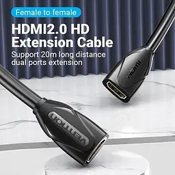 Подовжувач HDMI-HDMI v.2.0 Vention M/M PVC Shell 4K 60Hz 18Gbps gold-plated 0.5m Black (AAXBD) - мініатюра 3