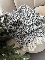 Покрывало Zeintex Finland хлопковое 220х240 см черно-белое - миниатюра 3