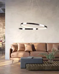 Люстра підвісна світлодіодна кругла Goldlux 328045 Zefira 50 Led 1x40W 4000K 3700Lm IP20 Нікелевий - мініатюра 2