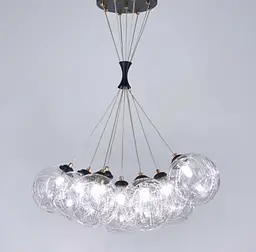 Підвісний світильник Transparent Bubbles на 9 плафонів з металевою ниткою Line.F 371/9 - мініатюра 4
