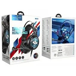 Ігрові навушники Hoco W101 Streamer gaming headphones LED підсвічування 3.5 + юсб - мініатюра 4