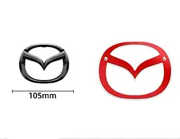 Емблема Mazda 105×84мм Чорна пластик (на скотчі та з 2 напрямними) (вир-во Завод) CH - мініатюра 2