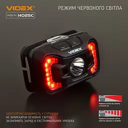 Налобний світлодіодний ліхтарик Videx 310Lm 5000K (VLF-H025C) - мініатюра 12