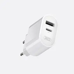 Мережевий зарядний пристрій XO L97 USB A+USB C dual port 2.4A Home charger Білий