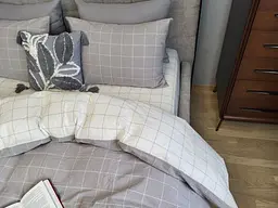Комплект постільної білизни Євро варена бавовна 200 x 220 см в клітинку - мініатюра 4