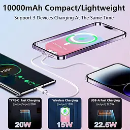 Портативний ЗП Power Bank JJT-A27-1 Gradient PD20W+QC 22.5W з БЗП 10000 mAh Blue / Pink - мініатюра 5