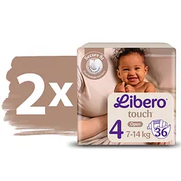 Набір підгузки Libero Touch 4 (7-14 кг) 72 шт. (2 уп. по 36 шт.) - мініатюра 2
