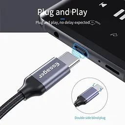 Адаптер Essager USB Type C 3,5 Jack/USB C 3,5 мм AUX для навушників (EZJE01-0G) - мініатюра 3