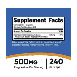 Вітамінно-мінеральний комплекс Nutricost Магнієвий комплекс, 500 мг, Magnesium Complex, 240 капсул (NCS67277) - мініатюра 4