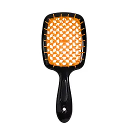 Щітка для волосся масажна продувна Superbrush Plus Hollow Comb прямокутна, Чорна з рожевим