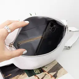 Бананка жіноча шкіряна Handycover S351 біла через плече - мініатюра 5