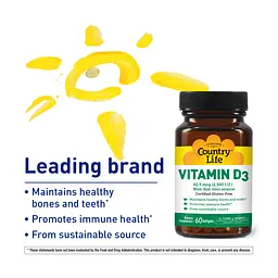 Вітаміни та мінерали Country Life Vitamin D3 2500 IU, 60 капсул - мініатюра 4
