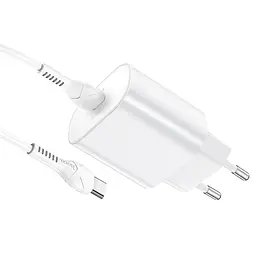 МЗП Hoco N22 Jetta PD25W (1USB-C) + кабель Type-C to Type-C Білий - мініатюра 2