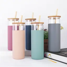 Скляна пляшка OldBro Tumbler з бамбуковою трубочкою Grey 550 мл - мініатюра 5