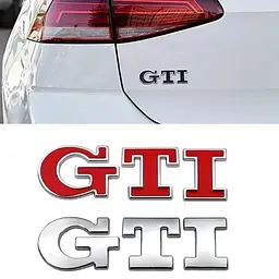 Емблема напис GTI для Volkswagen червона 79х23 мм метал (на скотчі) - мініатюра 3