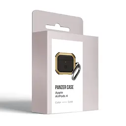 Чохол для навушників Apple AirPods 4, золотий, Panzer, протиударний захисний кейс з TPU та полікарбонату, посилені стінки, захист від подряпин, пилу та ударів, легкий та компактний, з карабіном для кріплення, ArmorStandart (ARM82555) - мініатюра 3