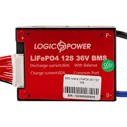 BMS плата LiFePO4 36V 12S Dis 60 A Ch 30A