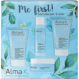 Набір догляду за обличчям Alma K First Face Care Kit: Делікатний очищающий гель для обличчя 30 мл + Балансуючий тонік для обличчя 15 мл + Зволожуючий денний крем для обличчя 15 мл + Очищаюча маска особи 30 мл (125102)