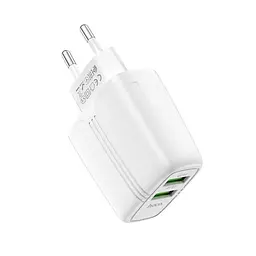 Блок живлення адаптер мережевий Hoco Yizhan Dual Port N12 2 USB 3 A QC 3.0 18 W білий - мініатюра 4